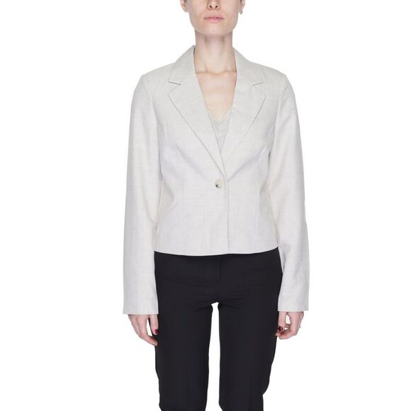 Vero Moda Cropped Linen Blazer Model null Women Gray Suits & Blazers